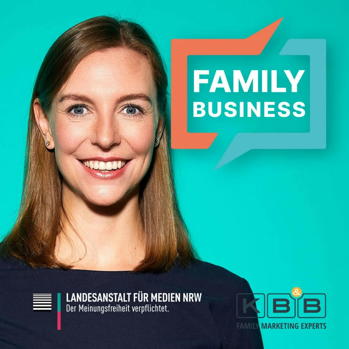 Cover der Podcastfolge FAMILY BUSINESS mit Nele Nieuwenhuis, Pressesprecherin der Landesanstalt für Medien NRW
